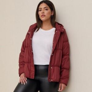 Torrid brown nylon puffer jacket new